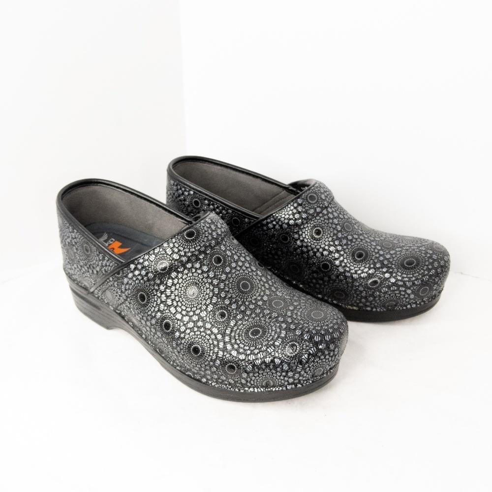 Dansko Clogs Black Geometric Design Size 40